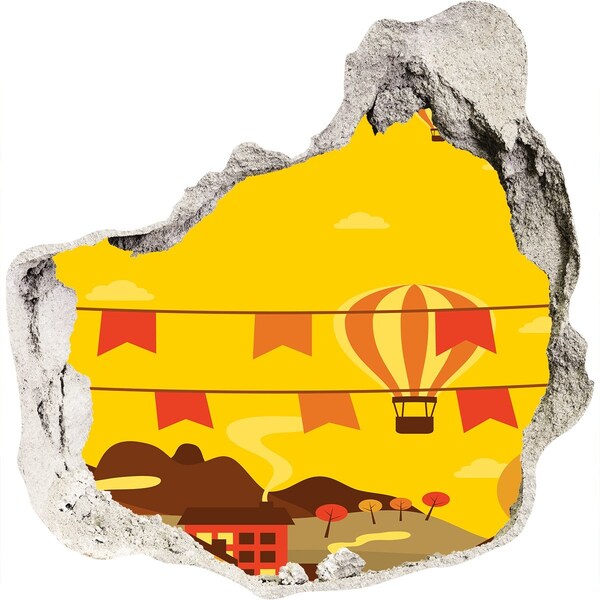 Autocolant de perete gaură 3D Peisaj cu baloane în munți