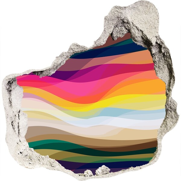 Autocolant un zid spart cu priveliște Valuri colorate pe un fundal de beton