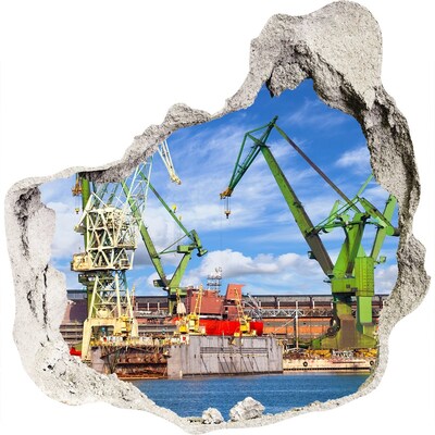 Autocolant un zid spart cu priveliște Portul industrial în acțiune