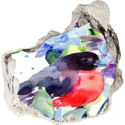 Autocolant 3D gaura cu priveliște O pasăre într-o compoziție colorată