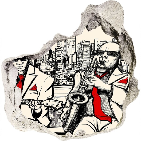 Fototapet 3D gaură în perete Scena jazzului din oraș