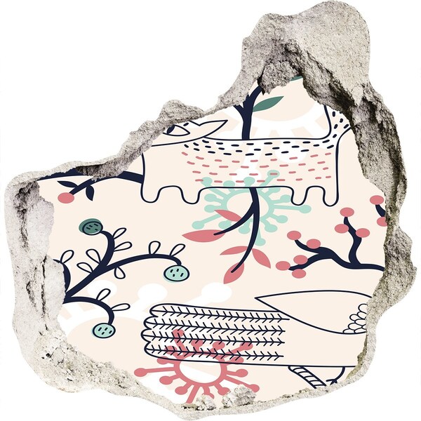 Fototapet 3D gaură în perete Model floral cu elemente din natură