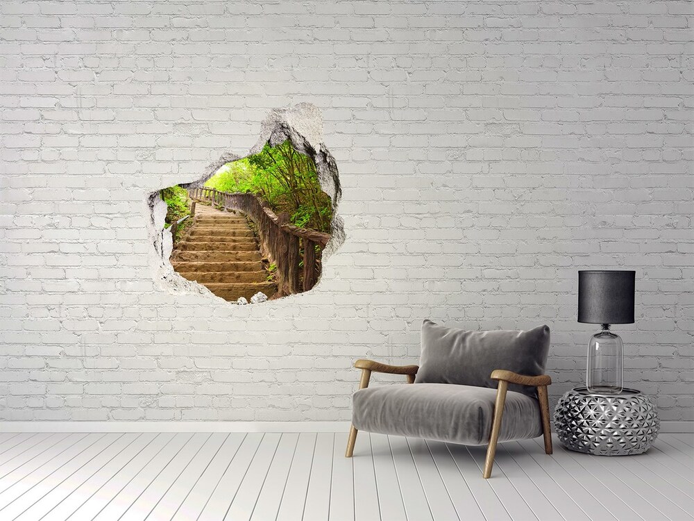 Fototapet 3D gaură în perete Scari din pădure