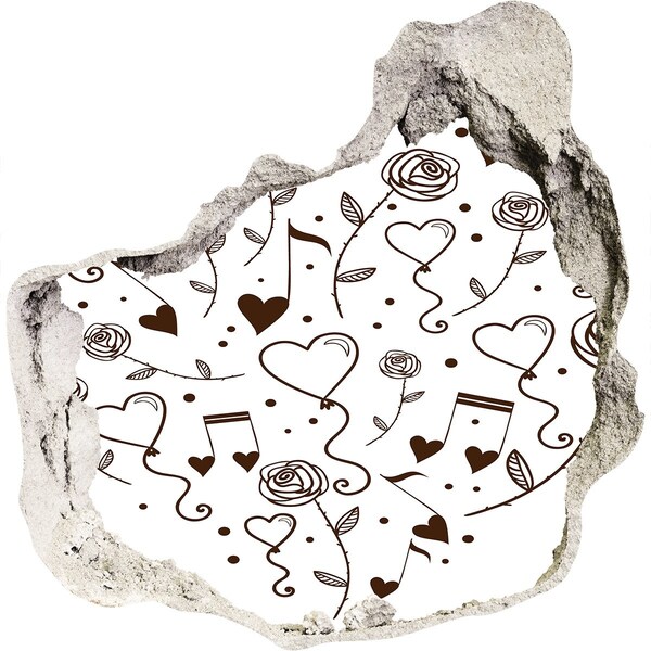 Autocolant autoadeziv gaură Inimi și trandafiri muzicali