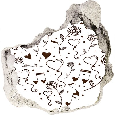 Autocolant autoadeziv gaură Inimi și trandafiri muzicali