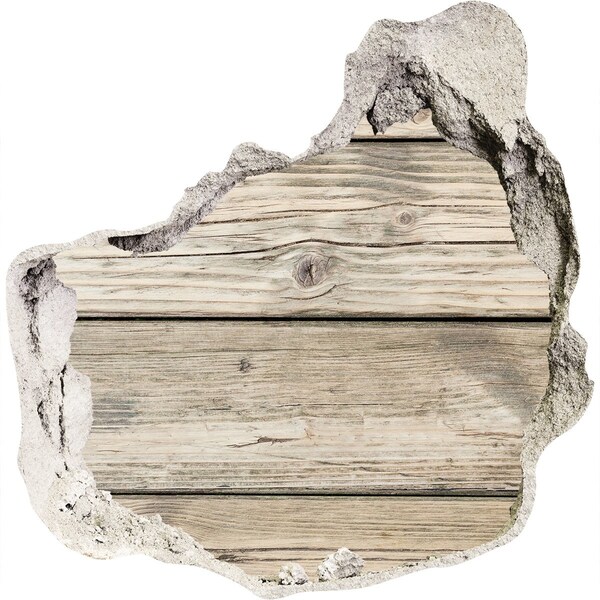 Autocolant un zid spart cu priveliște O placă de lemn într-o gaură din perete