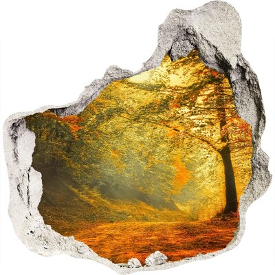 Autocolant gaură 3D Toamnă aurie în pădure