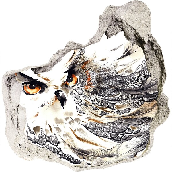 Fototapet 3D gaură în perete O bufniță în zbor