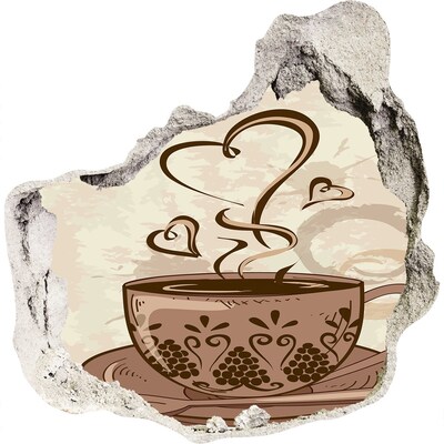 Autocolant gaură 3D O ceașcă fermecătoare de cafea aburindă