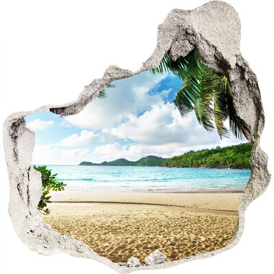 Autocolant gaură 3D Palmieri pe plaja