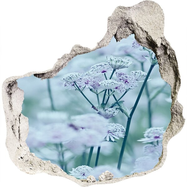 Autocolant gaură 3D Flori printre zidul ruinat