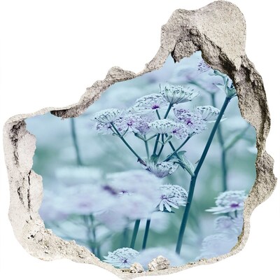 Autocolant gaură 3D Flori printre zidul ruinat