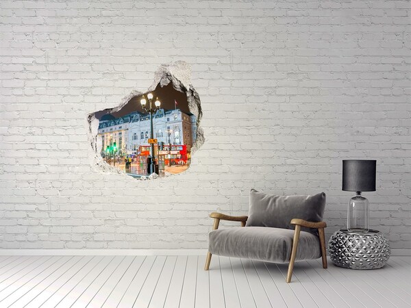 Autocolant 3D gaura cu priveliște Strada din Londra noaptea