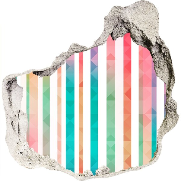 Fototapet 3D gaură în perete Geometrie colorată în spatele găurii din perete