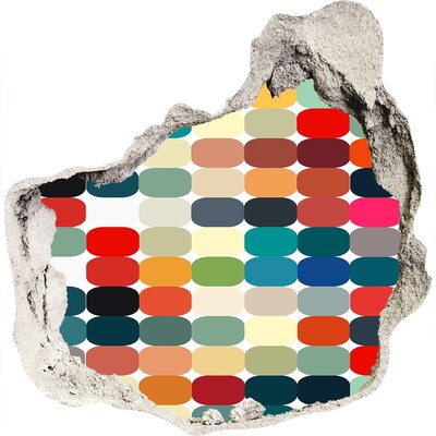 Autocolant gaură 3D Mozaic colorat printr-o gaură în perete