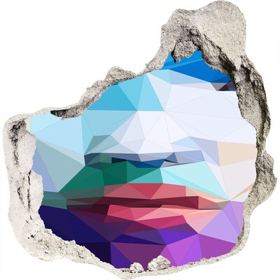 Autocolant de perete gaură 3D Un peisaj în culorile geometriei