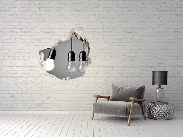 Autocolant gaură 3D Perete spart cu lămpi suspendate