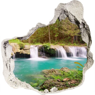 Autocolant gaură 3D Cascade într-o pădure tropicală