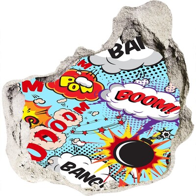 Autocolant 3D gaura cu priveliște O explozie de culori în stilul benzilor desenate