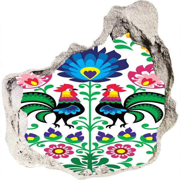 Autocolant un zid spart cu priveliște Folclor floral cu gălbiori