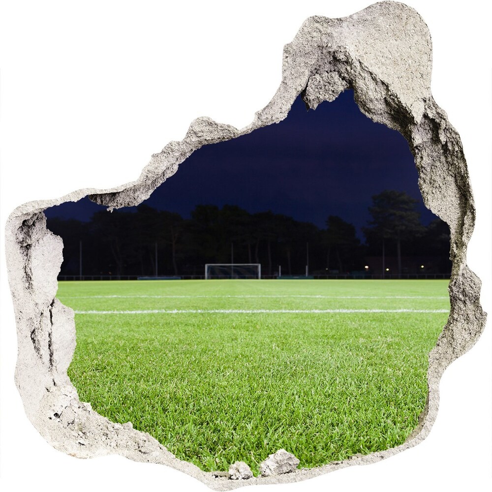 Fototapet 3D gaură în perete teren de fotbal