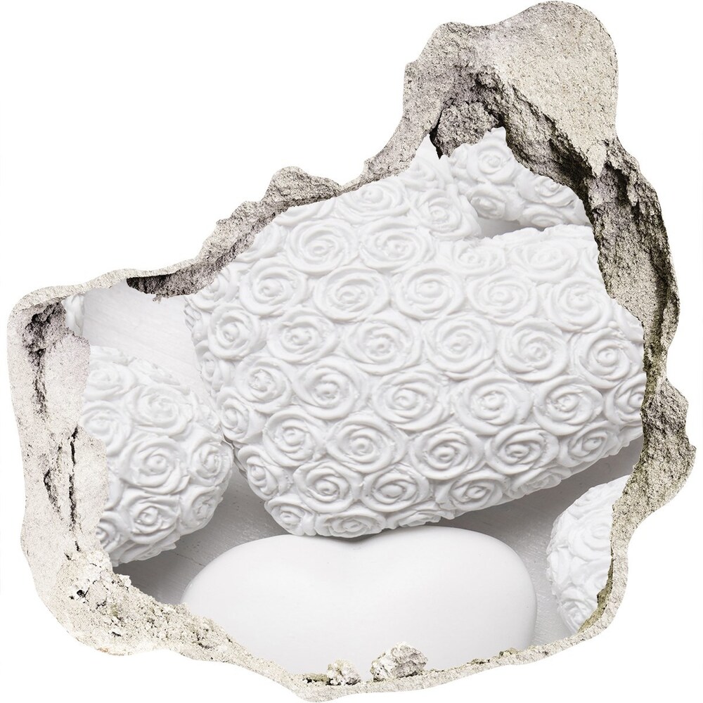Autocolant 3D gaura cu priveliște inima fundal alb