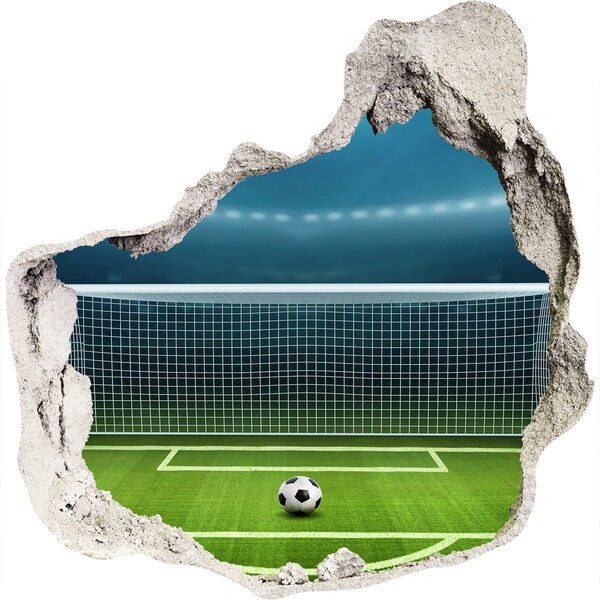 Autocolant 3D gaura cu priveliște Stadionul de fotbal din spatele găurii din perete