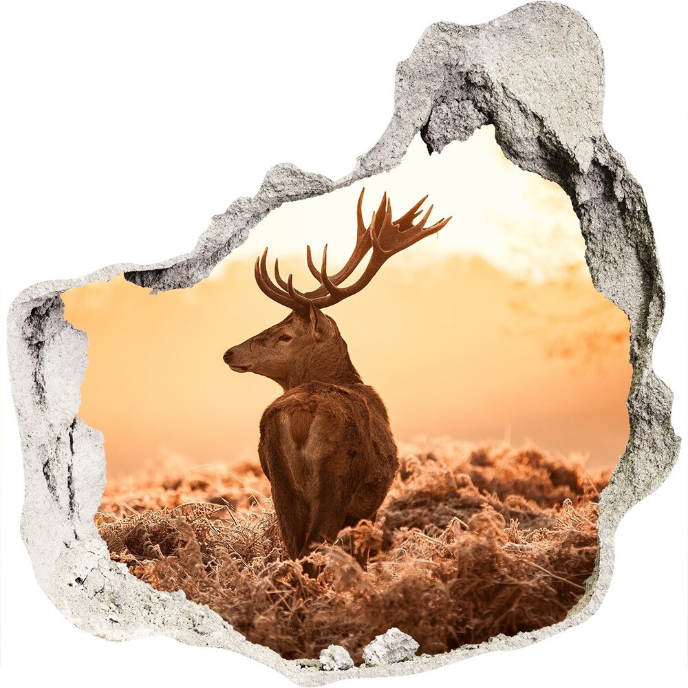 Autocolant un zid spart cu priveliște Sunrise Deer