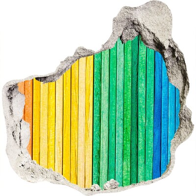 Autocolant 3D gaura cu priveliște Plăci colorate într-o gaură din perete