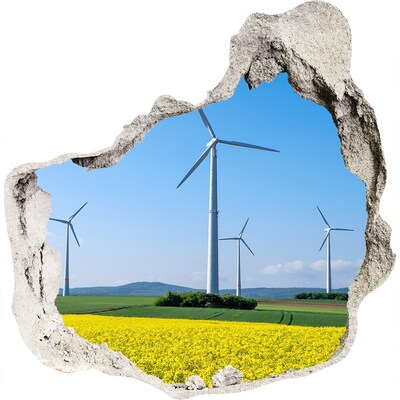 Autocolant gaură 3D Parcuri eoliene în câmpuri verzi