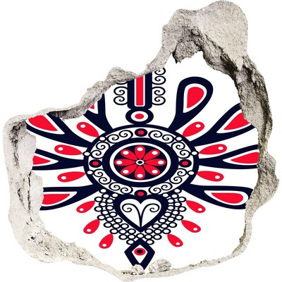 Autocolant un zid spart cu priveliște Model etnic colorat într-o gaură din perete