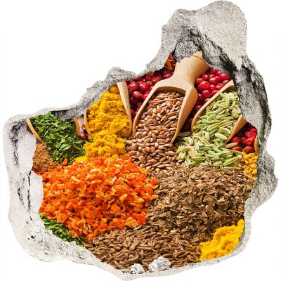 Autocolant gaură 3D Condimente colorate în Piața Pieței