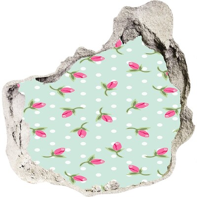 Autocolant 3D gaura cu priveliște Model floral pe fundal verde