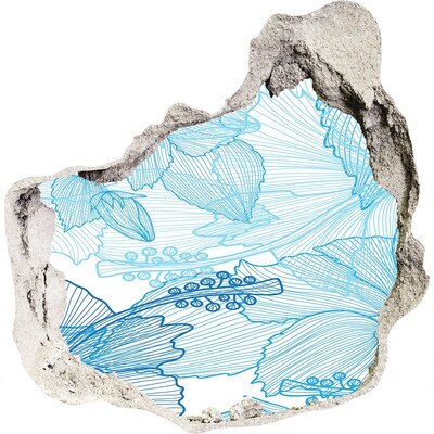 Autocolant gaură 3D Lumea subacvatică în albastru