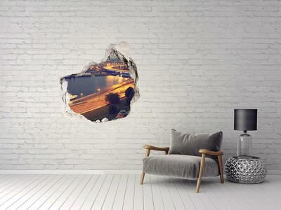 Fototapet un zid spart cu priveliște Vedere a orașului noaptea