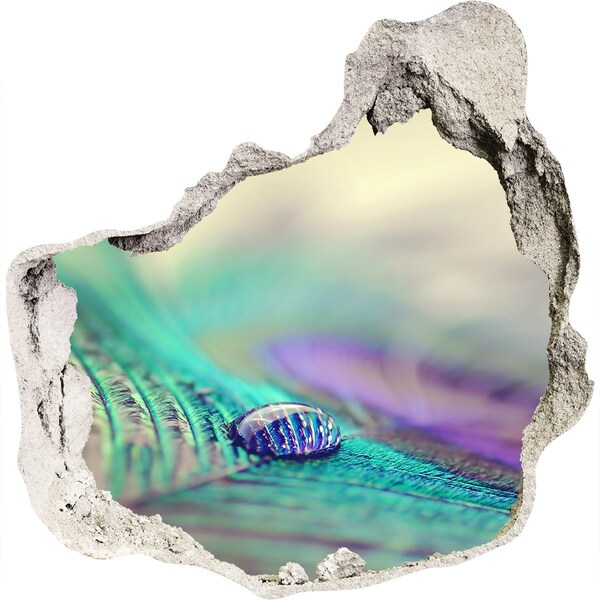 Autocolant autoadeziv gaură O picătură pe pana unui păun