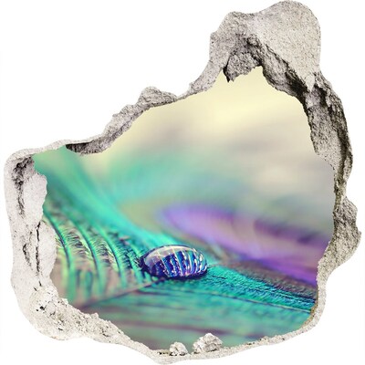 Autocolant autoadeziv gaură O picătură pe pana unui păun