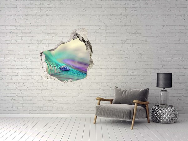 Autocolant autoadeziv gaură O picătură pe pana unui păun