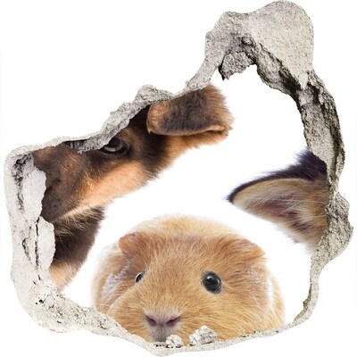 Autocolant 3D gaura cu priveliște Animale de dincolo de zid