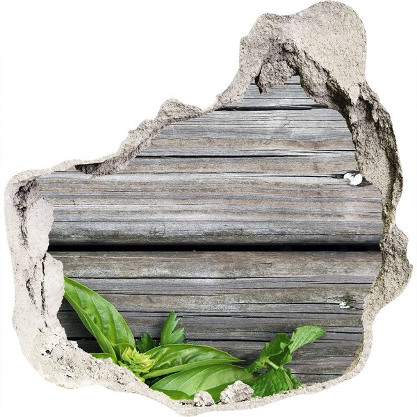 Autocolant de perete gaură 3D Un perete deteriorat cu podea de lemn