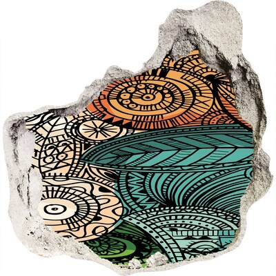 Autocolant un zid spart cu priveliște Modele colorate pe un fundal de piatră