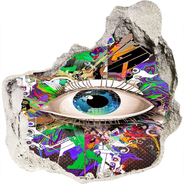 Fototapet 3D gaură în perete Un ochi într-o compoziție colorată