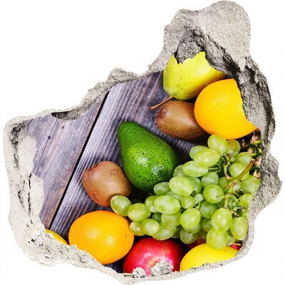 Fototapet 3D gaură în perete Paradisul fructelor din spatele zidului