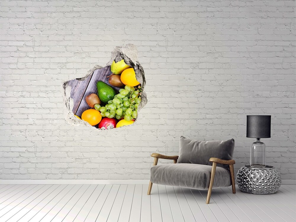 Fototapet 3D gaură în perete Fructe pe lemn