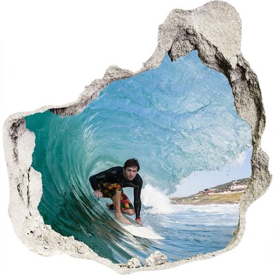 Autocolant gaură 3D Surfer pe val