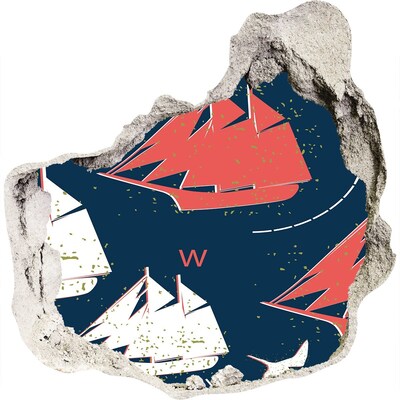 Autocolant gaură 3D Nave pe mare