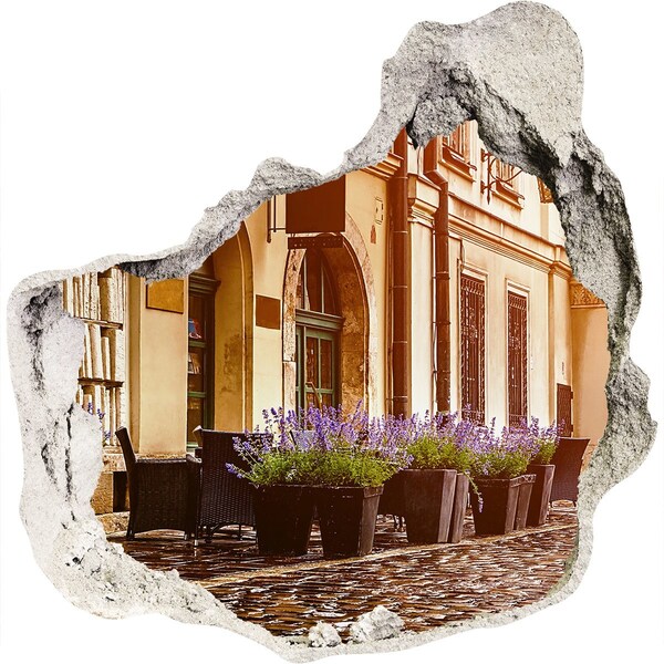 Autocolant 3D gaura cu priveliște Un colț fermecător cu lavandă