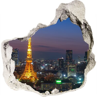 Autocolant de perete gaură 3D Turnul din Tokyo