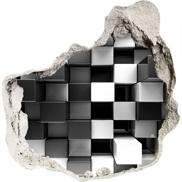 Autocolant gaură 3D Cuburi alb-negre în perete