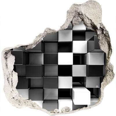 Autocolant gaură 3D Cuburi alb-negre în perete
